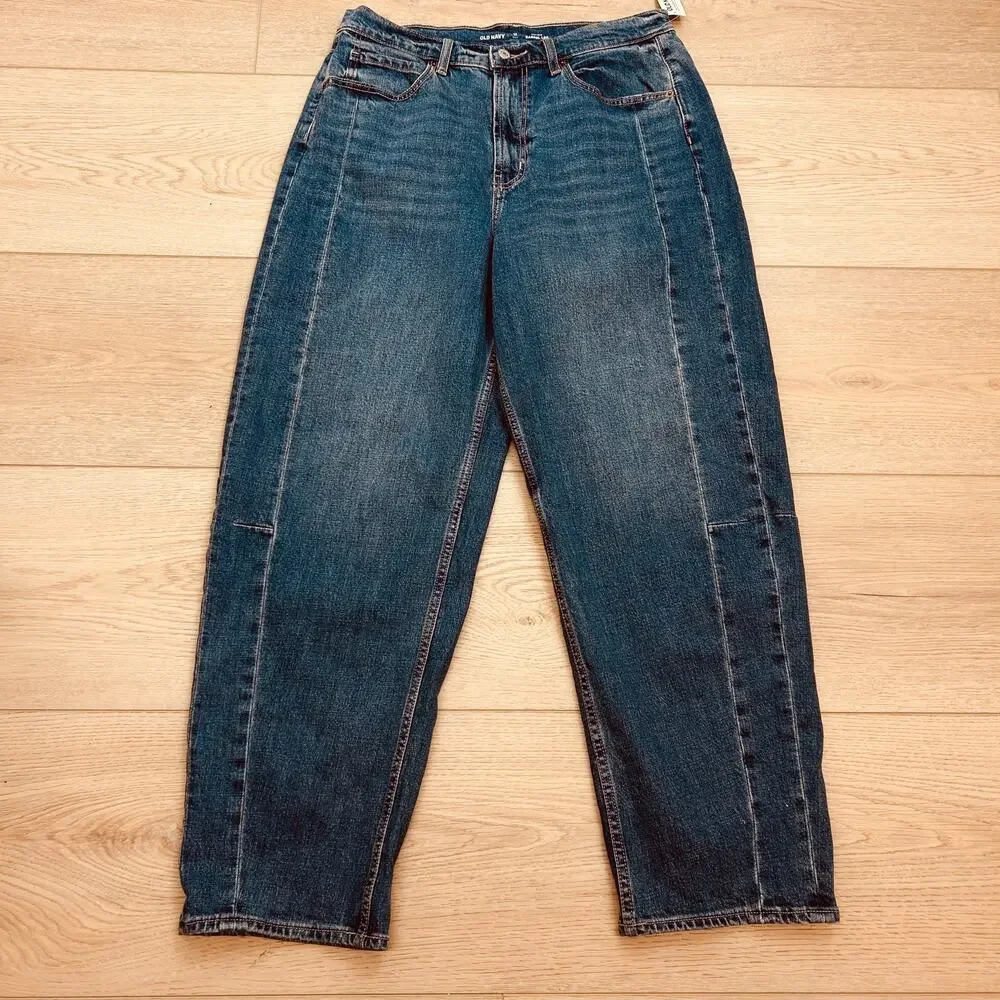 Old Navy High Waisted Barrel Ankle Jeans size 12 Tall NWT - Picture 2 of 7